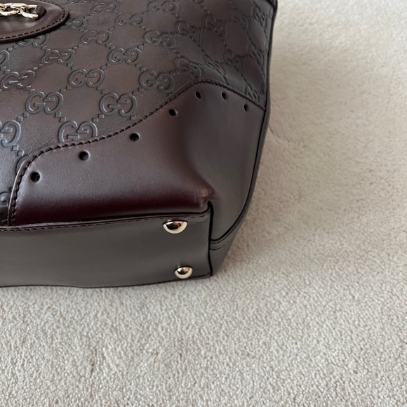 Gucci Guccissima Punch Tote Burgundy Calf Leather Bag - Picture 3 of 15
